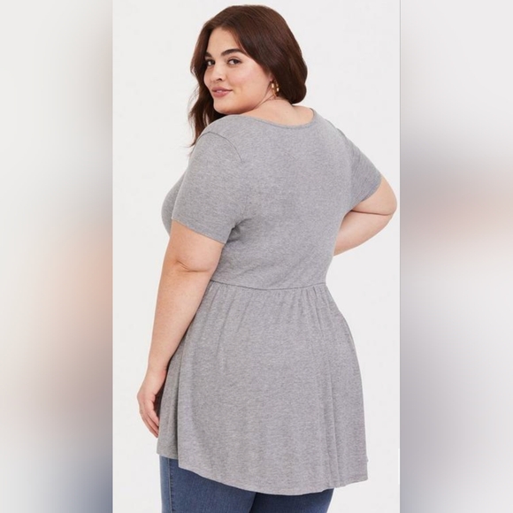 Grey Ribbed Button Babydoll - Picture 3 of 5